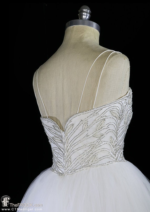 Bob Mackie beaded dress, vintage white ivory tull… - image 8