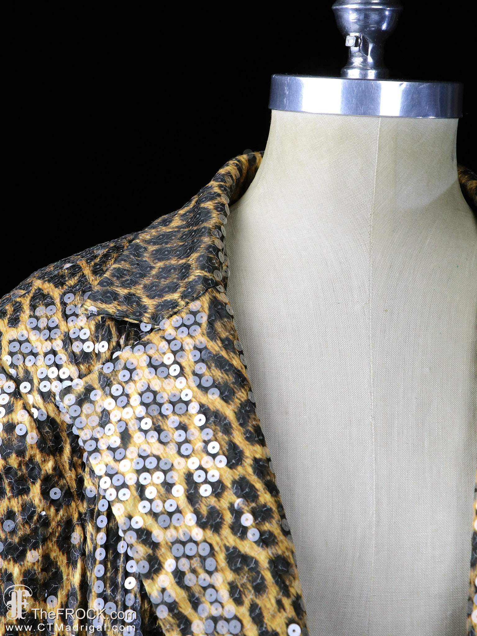 TRAVILLA Sequin Jacket Blazer, Leopard Cheetah Animal Silk TRAVILLA Sequin Jacket Blazer, Leopard Cheetah Animal Silk