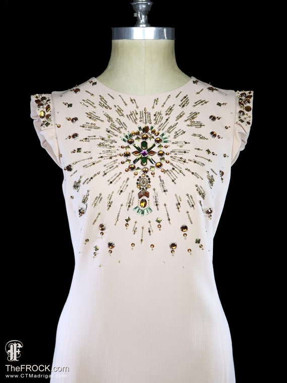 Emilio Pucci Jeweled Dress Beaded Cocktail Short Cap Sleeve Sleeveless Body  Con Day Night Date Office Work Studs Pink Ivory Peach off White - Etsy UK