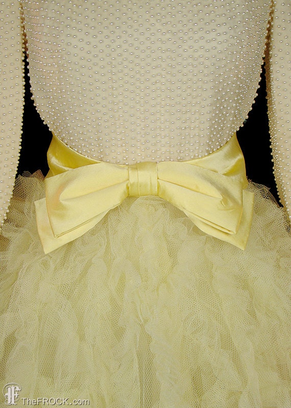 1950s Bonwit Teller tulle dress w/ pearl beaded s… - image 3