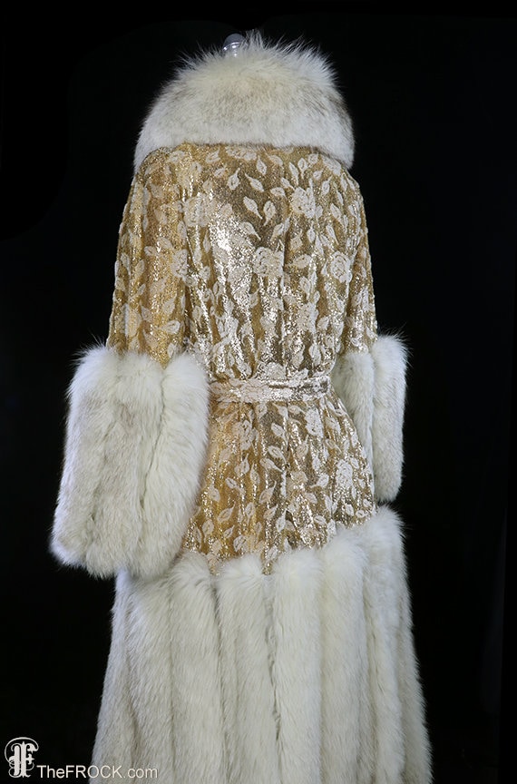 Mr Blackwell fox fur coat, gold metallic, boho bo… - image 6