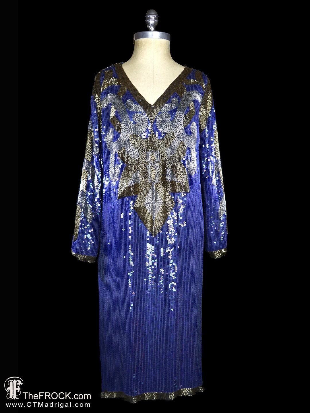 1983 Halston Sequin and Bead Covered Top & Skirt Dress Set main image 1