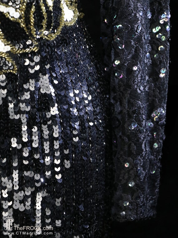 Saks 5th Ave beaded lace dress, vintage LBD black… - image 3