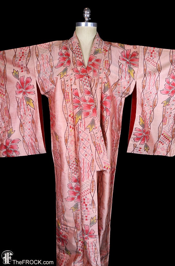 Antique ikat silk kimono, robe or coat or dressin… - image 1