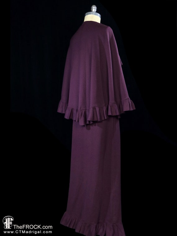 Halston maxi dress and cape, vintage long sleeve … - image 4