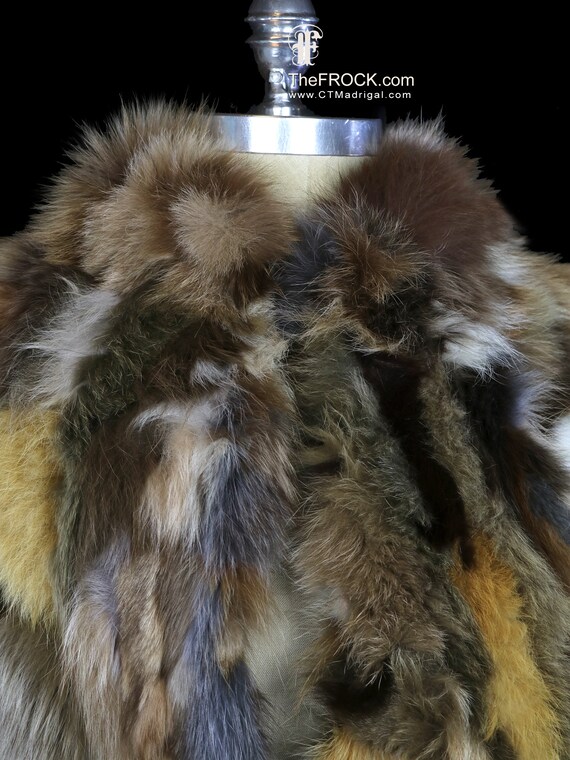 Fox coat jacket colorful patchwork fur jacket, wi… - image 3