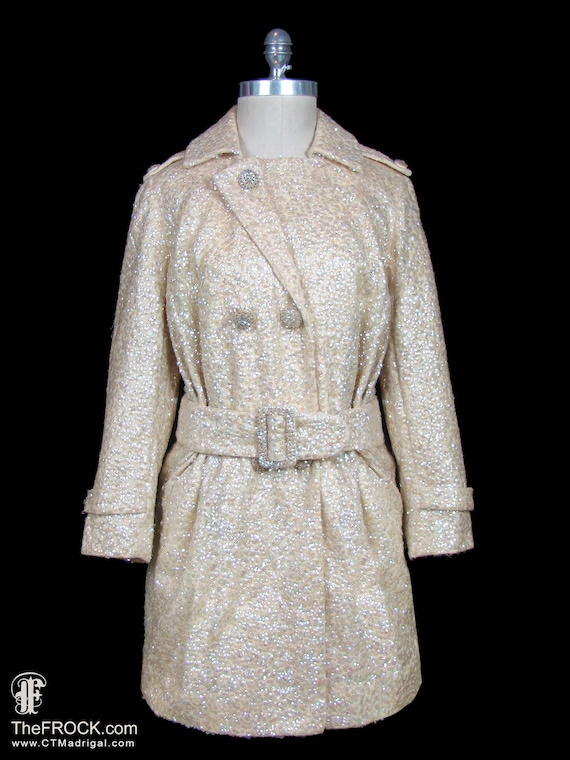 Norman Norell designed coat, sequin beaded cream … - image 1