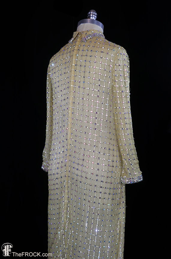 Norman Norell jeweled dress, heavily rhinestone b… - image 6