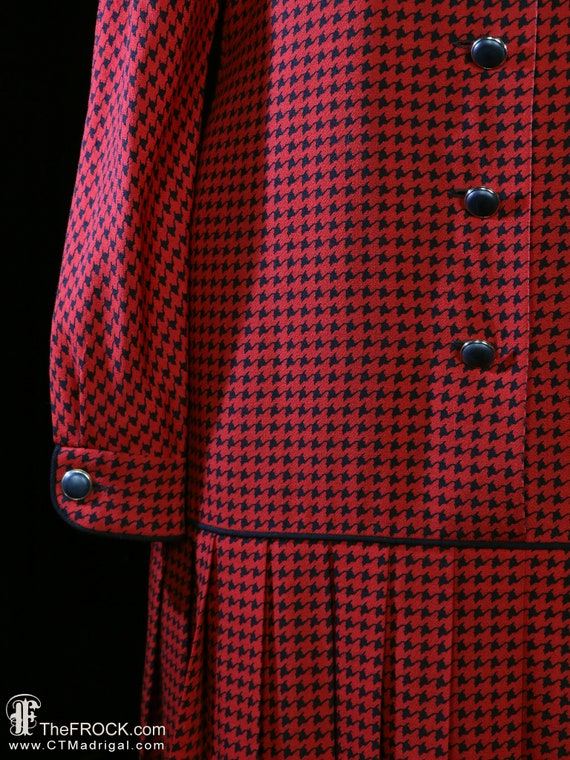 Adele Simpson dress 1960s 1970s mod red houndstoo… - image 3