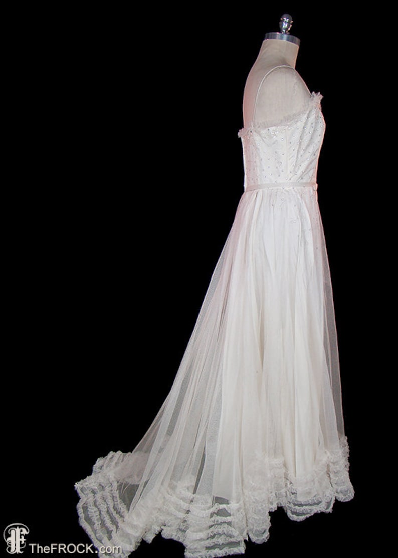 net ruffle gown
