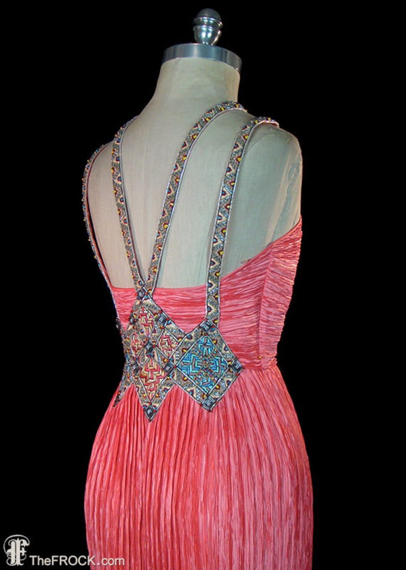 heavily beaded evening gown