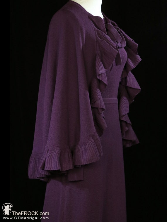 Halston maxi dress and cape, vintage long sleeve … - image 5