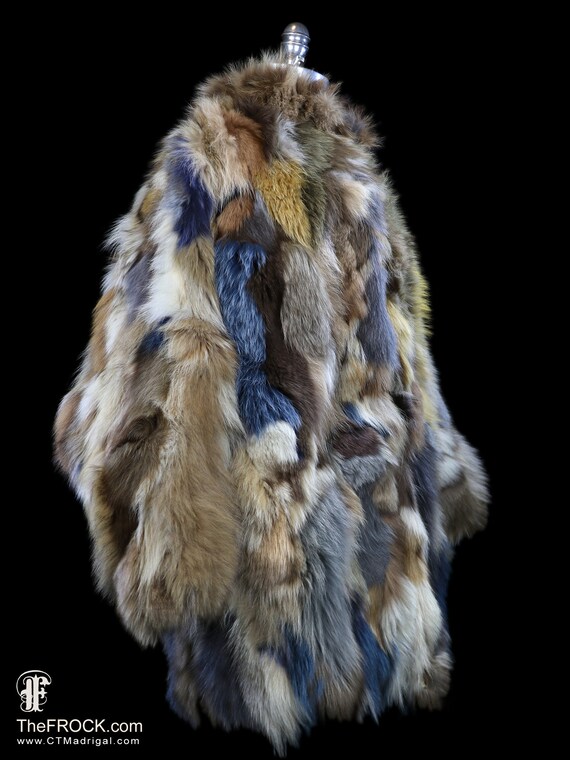 Fox coat jacket colorful patchwork fur jacket, wi… - image 4