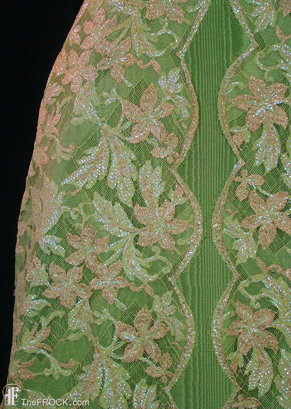 Vintage Oscar de la Renta gown, shimmering green … - image 3