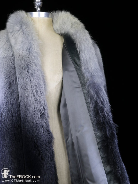 Ombre Gray Fox Jacket, Degrade Fur Coat Vintage, Silver
