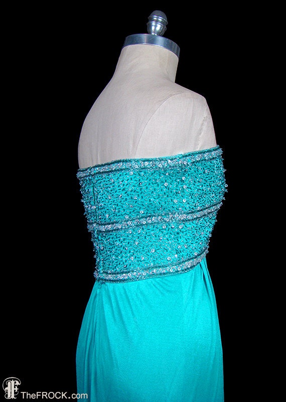 I. MAGNIN beaded jersey gown, strapless sleeveles… - image 3