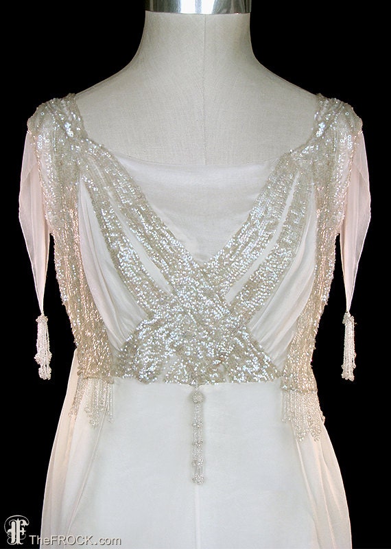 Wedding dress, antique Edwardian sequined beaded … - image 2