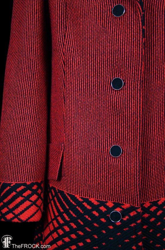 Vintage Yves Saint Laurent red black wool plaid c… - image 3