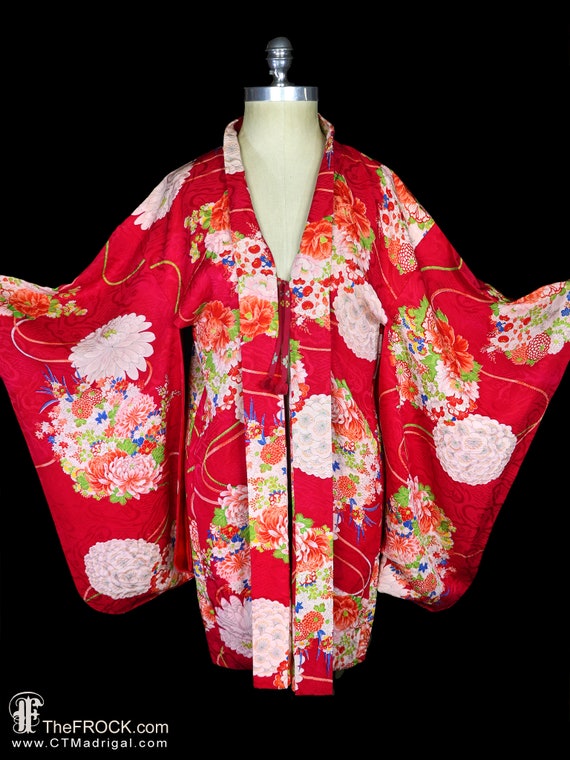 Antique silk haori kimono, robe or jacket or dres… - image 1