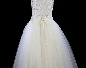 Ceil Chapman Wedding Dress Evening Gown, Vintage Beaded Jeweled