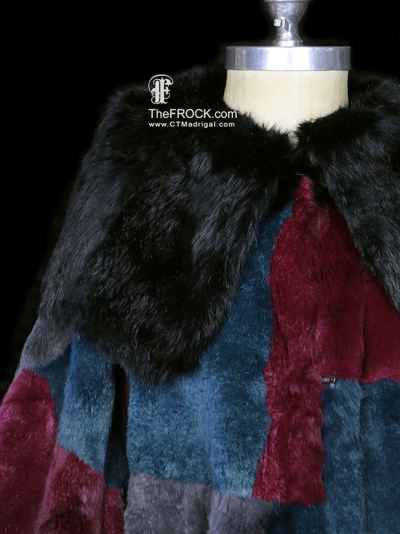 Geoffrey Beene color block fur coat sheared fox p… - image 3