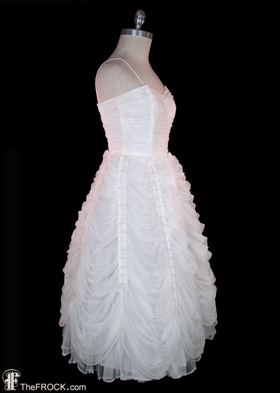 1950s shirred wedding dress, prom, debutante form… - image 3