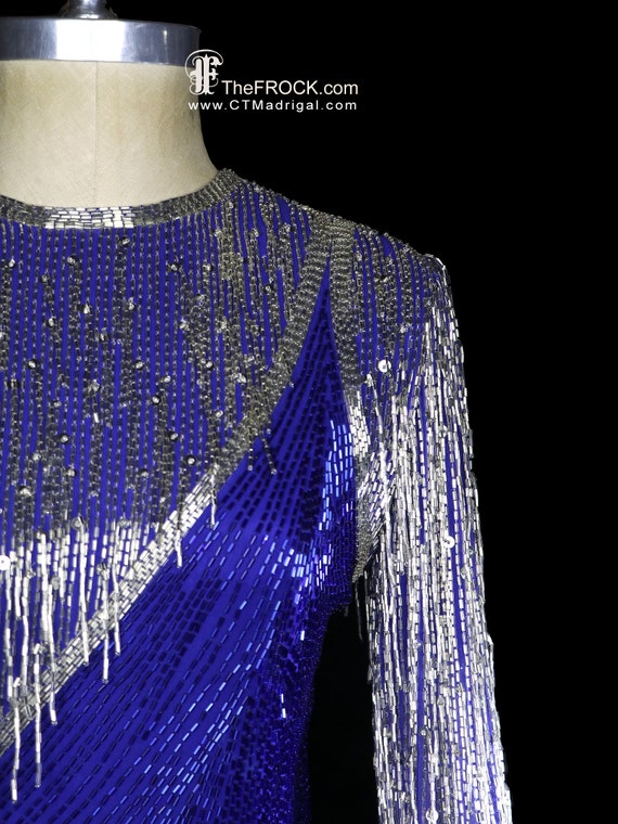 Bob Mackie beaded fringe dress, heavily beaded dr… - image 3