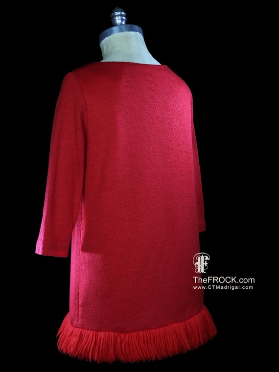 Jean Patou dress 1960s 1970s mod red wool cocktai… - image 5