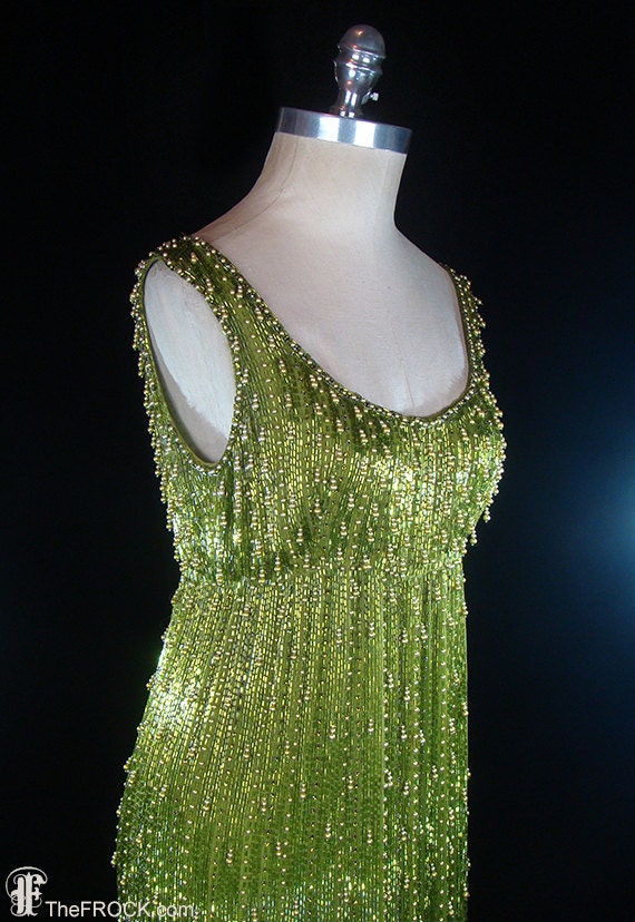 Heavily beaded gown, 1950s 1960s pearl glass bead… - image 4