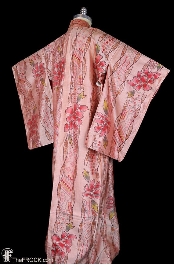 Antique ikat silk kimono, robe or coat or dressin… - image 5