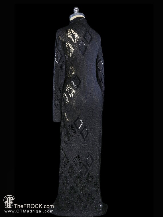 Gianfranco Ferre Peekaboo Knit Dress Beaded Sequin Black Avant