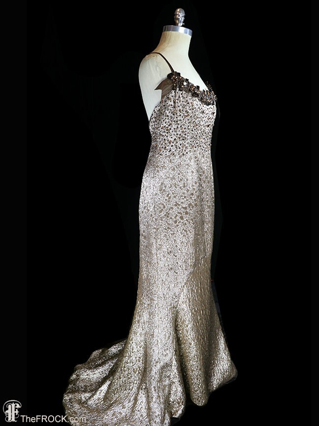 slim fit dress slacks Carolina Herrera Sequined Strapless Gown Dress – Runway Catalog main image 1