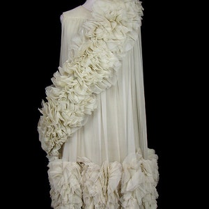 George Halley dress, vintage couture, ruffled silk chiffon, 1960s avant garde, sleeveless babydoll, rare, haute couture