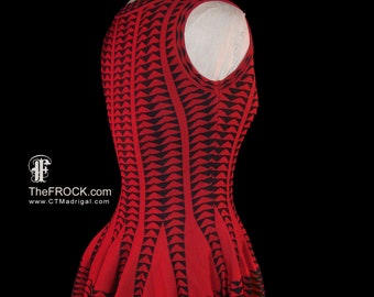 Azzedine Alaia Dress, Red Black Stretch Knit, Sleeveless Body Con Mini  Dress, Geometric Op Art Pattern Intarsia, Avant Garde Couture Alaa - Etsy  UK
