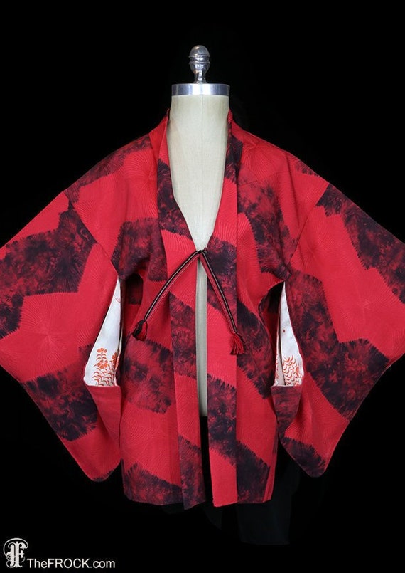 Black & Red Haori Jacket - Men's traditional Japanese Kimono