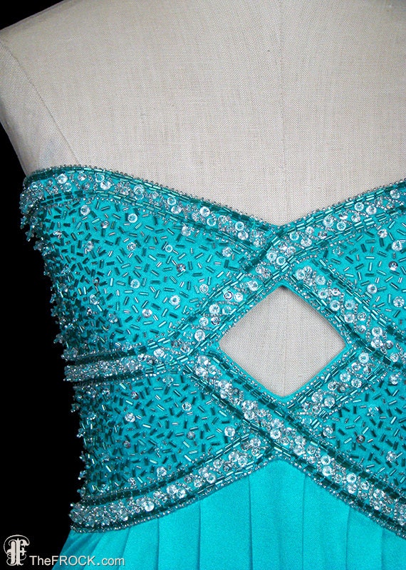 I. MAGNIN beaded jersey gown, strapless sleeveles… - image 2
