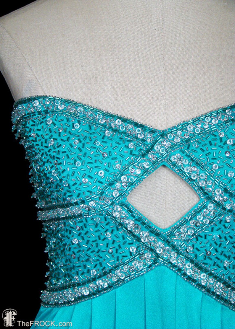 Neiman Marcus Beaded Jersey Gown Strapless Sleeveless Maxi - Etsy