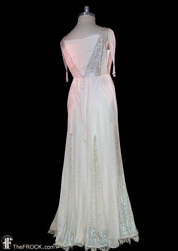 Wedding dress, antique Edwardian sequined beaded … - image 5