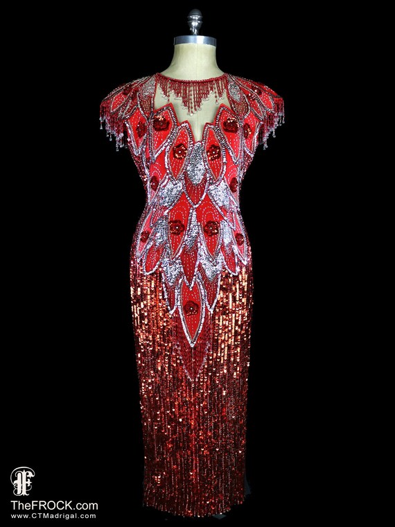 Red Sequin Gown Beaded Fringe Dress, Sleeveless Red Carpet Formal Open Back Backless Floor Length, Reception Party Trophy Pageant Vegas - Etsy Red Sequin Gown Beaded Fringe Dress, Sleeveless Red Carpet Formal Open Back Backless Floor Length, Reception Party Trophy Pageant Vegas - Etsy