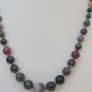 Fancy Jasper Necklace, Graduated Necklace, Handknotted Necklace , Genuine Jasper,  925 Gold Plated Sterling Silver, Womens Jewellery,