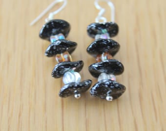 Black Cechz Glass Earrings, Petite Drop, Girls Jewellery, Small Earrings, Feminine Jewellery, Grand-daughters Gift,