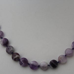 Dog Tooth Amethyst Necklace, Purple White Necklace, Womens Jewellery, February Birthstone, Handknotted Necklace, Birthday Gift