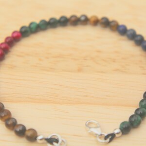 Tigers Eye Bracelet, Tiny Bead Bracelet, Healing Crystal, Protective Gemstone, 925 Sterling Silver,