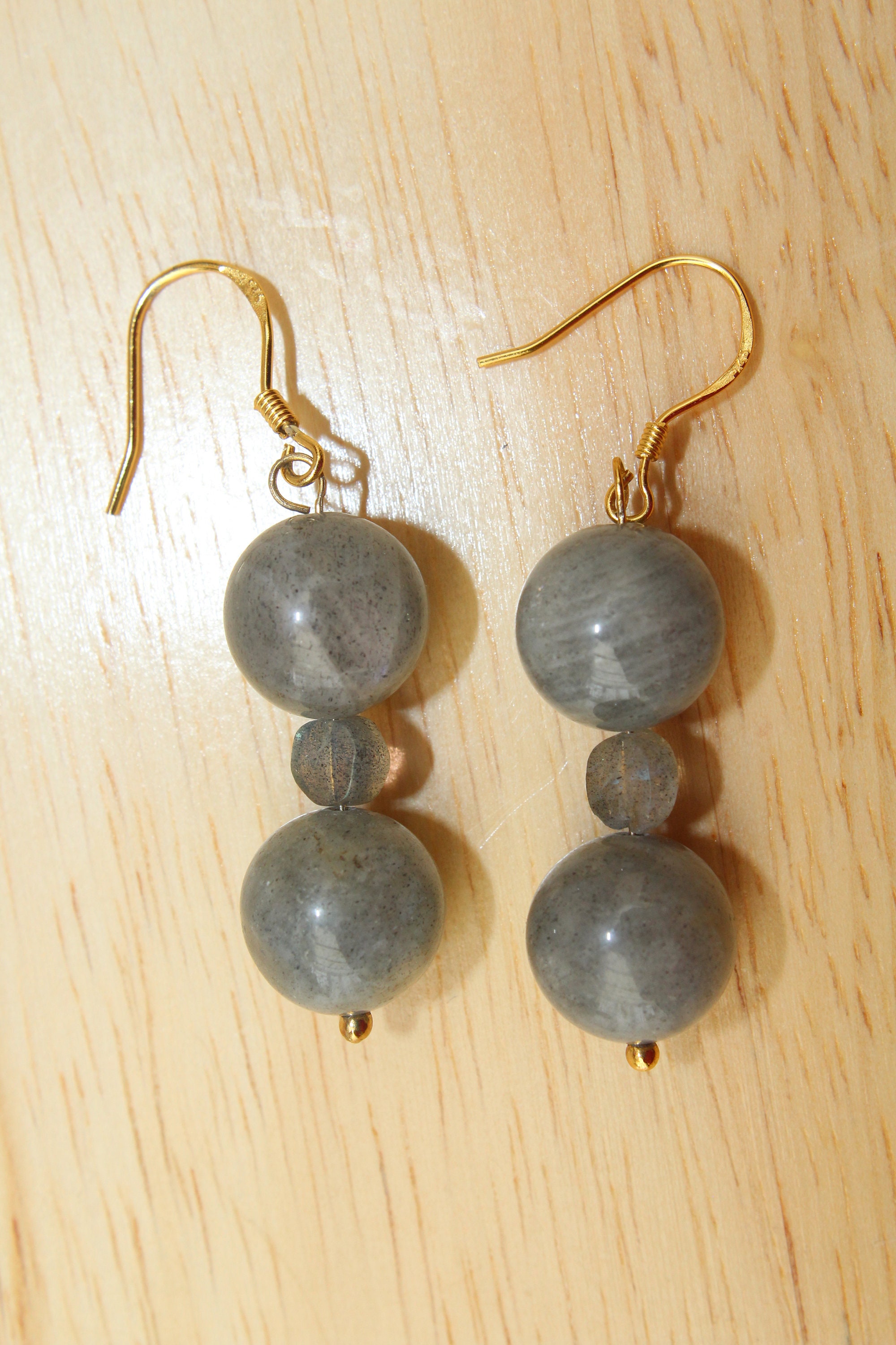 Labradorite Drop Earrings, 925 Sterling Silver, Genuine