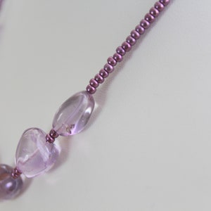 Ametrine Necklace, Seed Bead Neckline, Nugget Jewellery, Purple Necklace, Gift for Her,