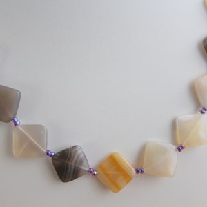 Botswana Agate Necklace, Statement Jewellery, Grey Tones, Womens Necklace, Jewellery for Her, Vintage Style Necklace.