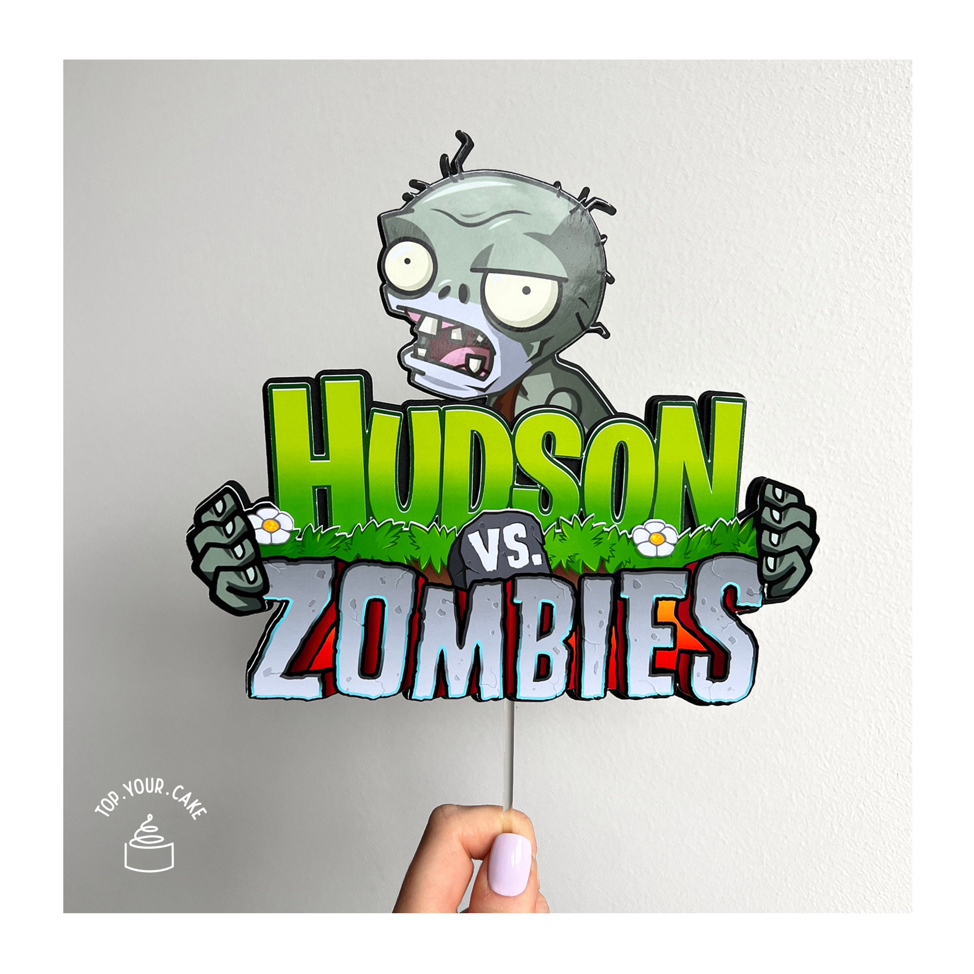 Plants Vs Zombies Inspired Cake Topper & Stickers Set | Birthday Party ...