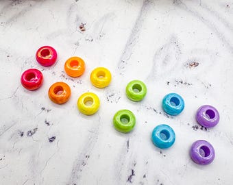 Rose Red Rainbow large holed Beads