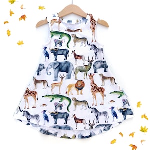 Vestido de safári, vestido de festa, animais de zoológico, zebra, leão, animais de safári, festa de aniversário, ocasião especial, roupas combinando para irmão e irmã