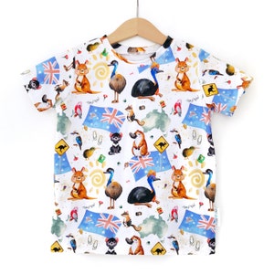 Australiana tee, Aussie, t-shirt, top, Tee, Australian clothes, Australia, Outfit, Aussie animals, flag, unisex clothing, gift, boys, girls